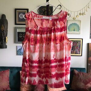 CHICO'S size 3 / XL Shades of Pink Ikat Print Sleeveless Tank Top